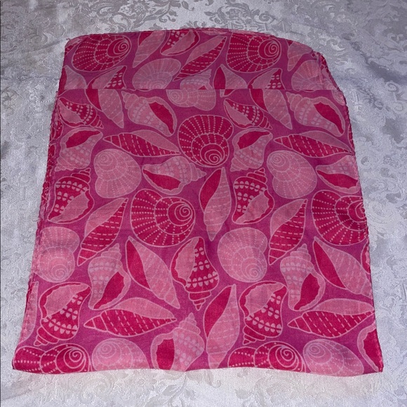 Accessories - Vintage Pink Seashell Patterned Scarf.
